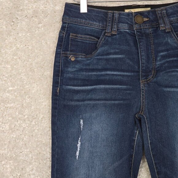 Democracy Womens Ab Technology Tapered Jeans Raw Hem Size 2 Blue Stretch Casual - Picture 3 of 13